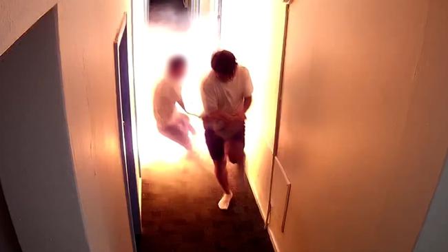 Two backpackers were caught up in a fireball explosion after a suspected faulty e-bike battery exploded at a Sydney hostel on Wednesday morning. Picture: Supplied