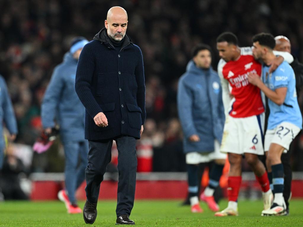 Pep Guardiola’s Manchester City are 15 points behind in the Premier League race. Picture: Justin Setterfield/Getty Images