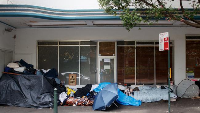 Up to eight people a night sleep at an encampment at Potts Point in Sydney’s inner city. Picture: NCA NewsWire/ Nikki Short