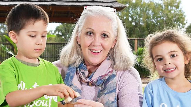 Childcare centres throughout Queensland are struggling with such severe workforce shortages they have been left with no choice but to cap enrolments. Pictured, Celine, Haewon, operator Pam Maclean and Melia. Photo: Patrick Woods.