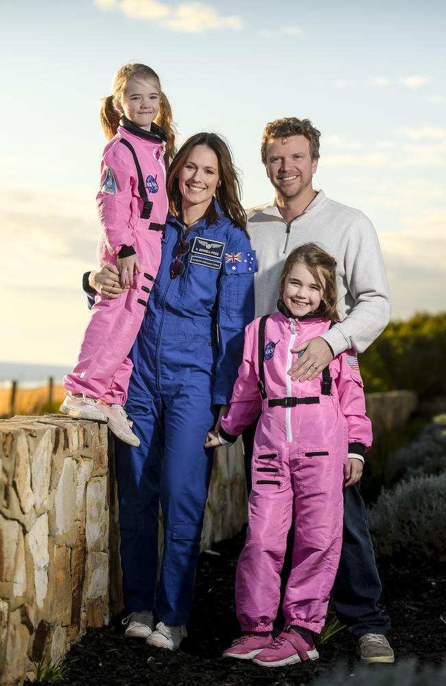 Katherine with her husband and daughters. Picture: Roy V photography