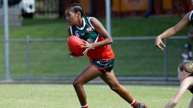 AFL Cairns – Round 4. South Cairns Cutters v Cairns Saints at Fretwell Park. Cutters' Isa Matthew. Picture: Stewart McLean