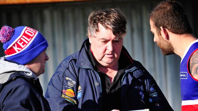 Keilor coach Mick McGuane moves his magnets. Picture: Jamie Morey