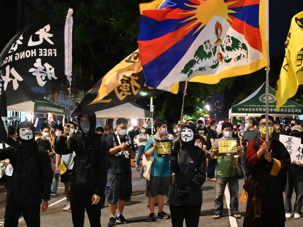 An anti-China rally in Taipei on October 1, 2021. Picture: Sam Yeh/AFP