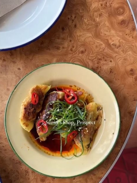 Ms Frahn testing out Sunny's Shop. Picture: @adelaidefoodclub