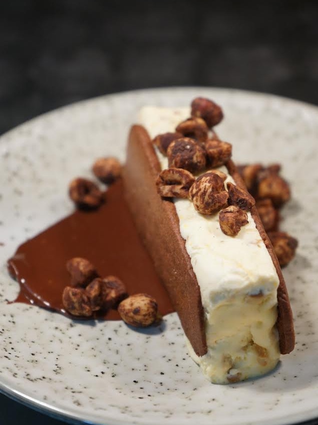 Supplied Editorial Hazelnut parfait and chocolate wafers at New Local Eatery, Hindmarsh