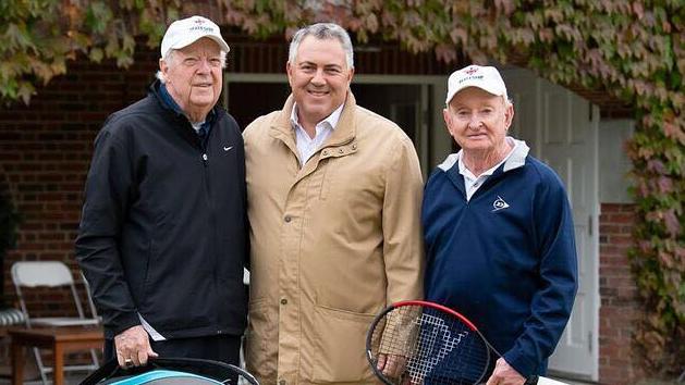 Hockey with tennis greats Fred Stolle and Rod Laver. Picture: Instagram