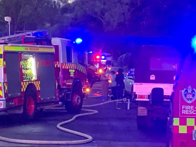 Emergency services at the scene of a building fire in Browning Street, Byron Bay on May 24, 2021. Picture: Javier Encalada