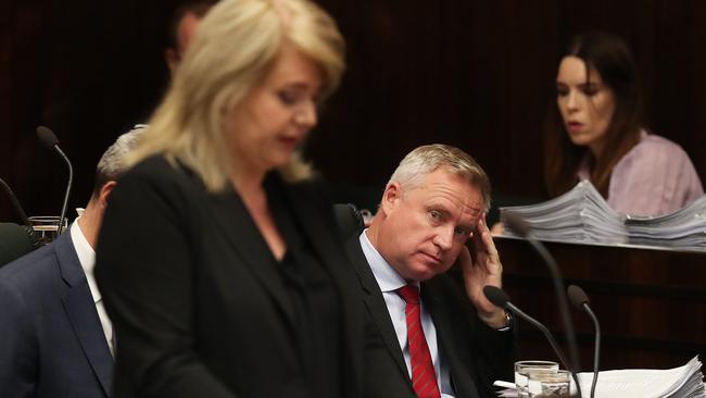 Premier Jeremy Rockliff listens to Minister for Racing Madeleine Ogilvie speak. Question time in the Tasmanian Parliament. Picture: Nikki Davis-Jones