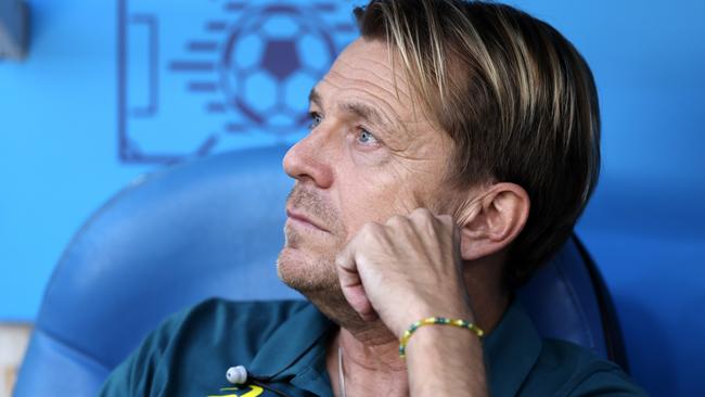 MARSEILLE, FRANCE - JULY 31: Tony Gustavsson, Head coach of Australia looks on prior to the Women's group B match between Australia and United States during the Olympic Games Paris 2024 at Stade de Marseille on July 31, 2024 in Marseille, France. (Photo by Alex Livesey/Getty Images)