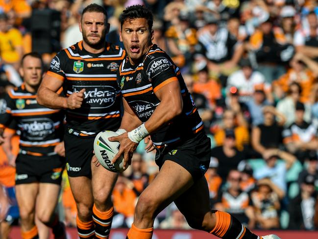 Wests Tigers backrower Elijah Taylor is back in first grade after a stint in reserve grade. Picture: AAP 