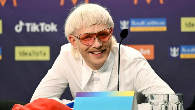 Singer Joost Klein representing Netherlands with the song "Europe" poses during a press conference prior to the final after the second semi-final of the 68th edition of the Eurovision Song Contest (ESC) at the Malmo Arena, in Malmo, on May 9, 2024. A week of Eurovision Song Contest festivities kicked off on May 4, 2024 in the southern Swedish town of Malmo, with 37 countries taking part. The first semi-final took place on May 7, the second on May 9, and the grand final concludes the event on May 11. (Photo by Jessica Gow/TT / Ritzau Scanpix / AFP) / Sweden OUT