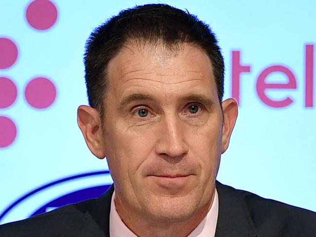 (L-R) Seven West Media CEO Tim Warner, Cricket Australia CEO James Sutherland and Fox Sports CEO Patrick Delaney speak to the media at the  InterContinental Hotel in Sydney, Friday, April 13, 2018. Australia's home limited-overs cricket internationals will go behind a paywall for the first time under a landmark $1.182 billion, six-year broadcast rights deal. Cricket Australia (CA) confirmed the deal struck with the Seven Network and Fox Sports on Friday, which means the end of four decades of the Australian summer of cricket on the Nine Network. (AAP Image/Joel Carrett) NO ARCHIVING