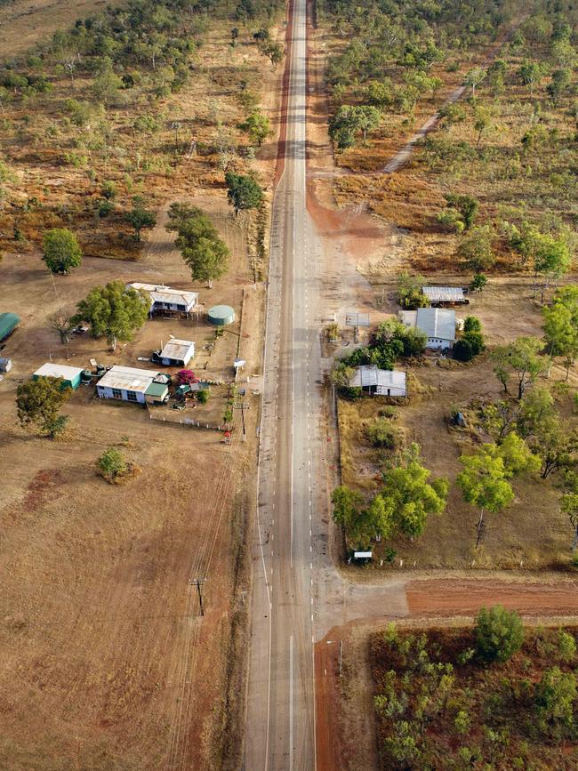 The Stuart Highway passes directly through the township of Larrimah. On the left hand side is Fran's Devonshire Tea House Paddy Moriarty's home is on the right