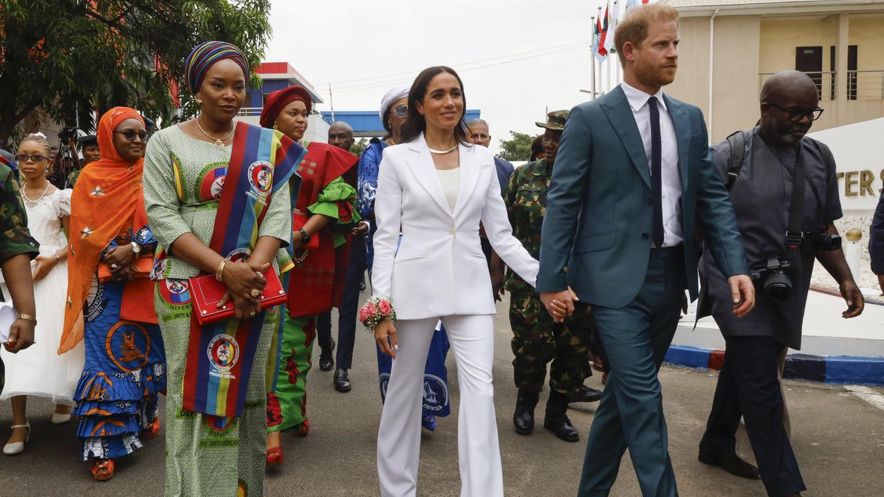 Harry and Meghan in Nigeria. Picture: Andrew Esiebo/Getty Images for The Archewell Foundation