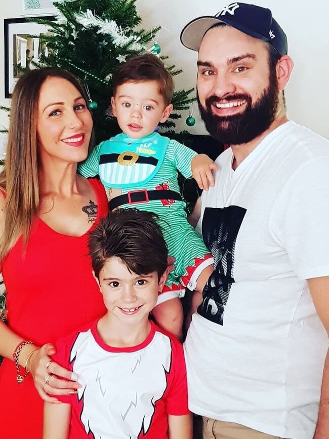 Nicole Everett and husband Luke with children Sam and Christian. Picture: Supplied