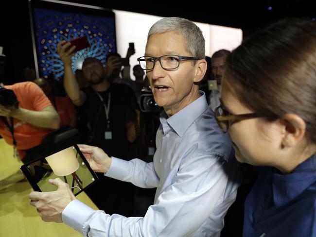 Apple CEO Tim Cook shows off an iPad Pro at the Apple Worldwide Developers Conference. Picture: AP