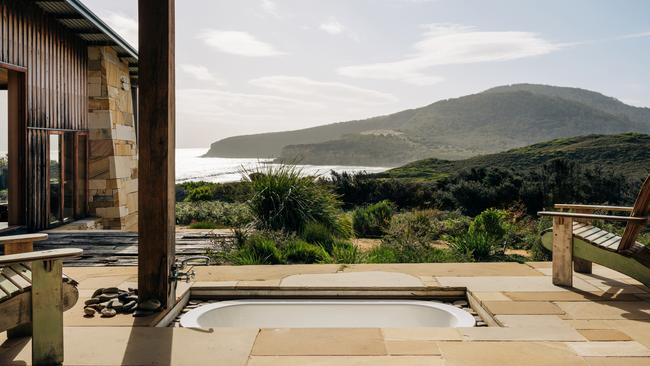 The breathtaking ocean view from Roaring Beach House overlooking the Tasman Peninsula. Picture: Adam Gibson.