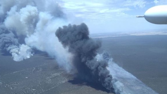 Lightning strikes have kicked off a fire in the Little Desert National Park in western Victoria. Picture: VicEmergency Facebook.