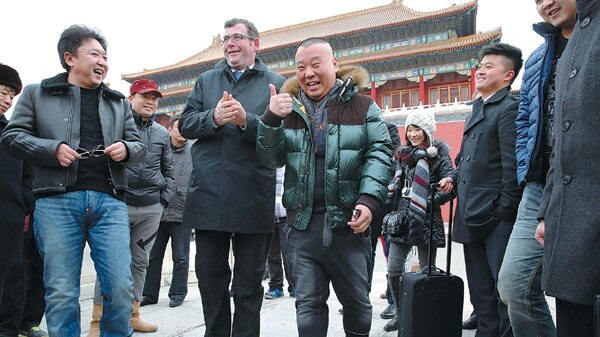 Victorian premier Daniel Andrews on a tour of the Forbidden City during a visit to China. Picture: Jiang Dong / China Daily