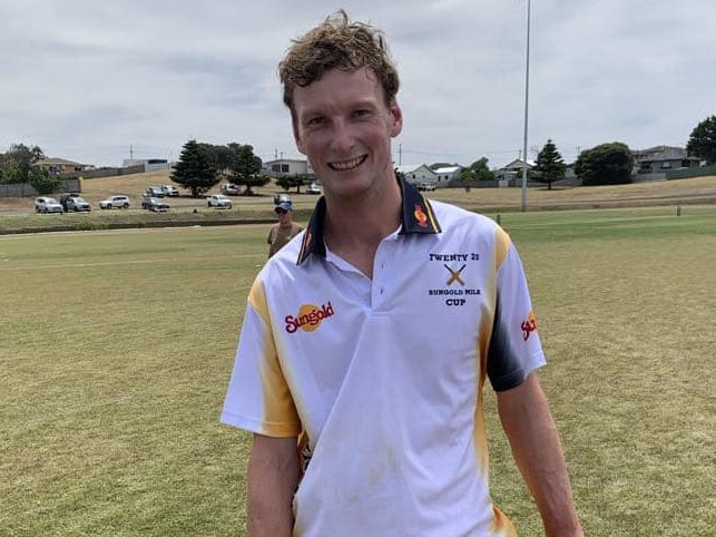 Portland's Josh Attard hit 20 runs off the final over to win the teams match against Allansford Panmure and qualify the Tigers for the Sungold Cup finals. Picture: Portland Cricket Club.