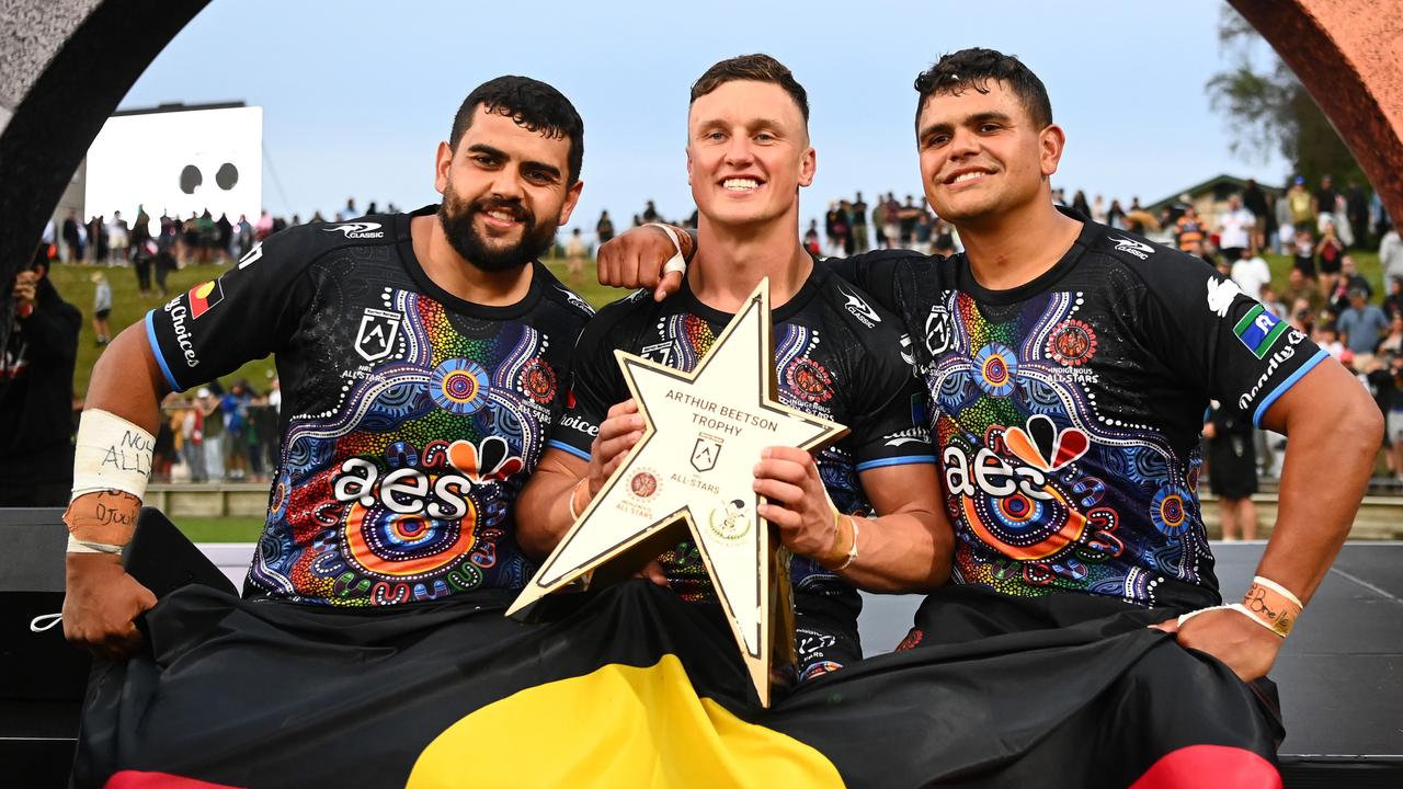 Jack Wighton will link with his close mate Latrell Mitchell (R) at the Rabbitohs. (Photo by Hannah Peters/Getty Images)