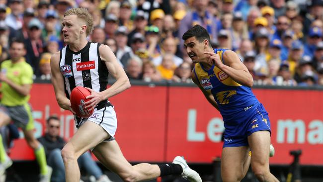 Jaidyn Stephenson runs into an open goal in the Grand Final against West Coast. Picture: Michael Klein