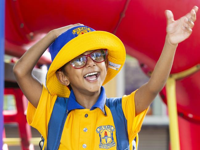 Milton State School Prep students for 2021. 5 year old Eshaan McCandless. Wednesday, 27 January 2021. Picture: Renae Droop