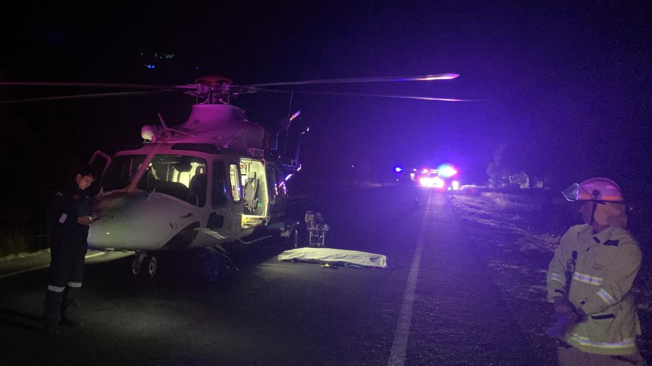 The Toowoomba-based RACQ LifeFlight Rescue helicopter flew a patient to Princess Alexandra Hospital after two trucks were involved in a head-on crash south-west of Toowoomba.