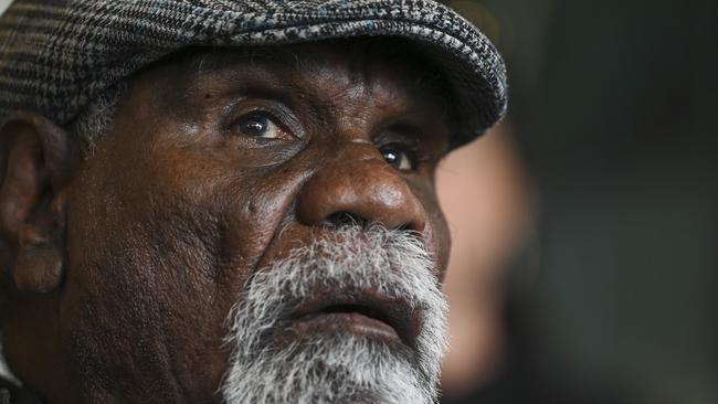 Ned Hargraves, Walpri Elder from the Northern Territory and Senator Lidia Thorpe holds a press conference at Parliament House in Canberra. Picture: NCA NewsWire / Martin Ollman