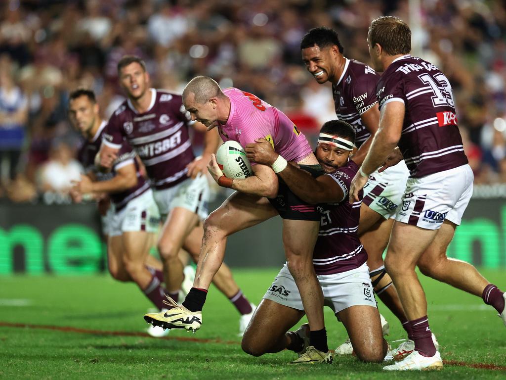 Dylan Edwards scored two tries for the Panthers in their loss. Photo: Cameron Spencer/Getty Images