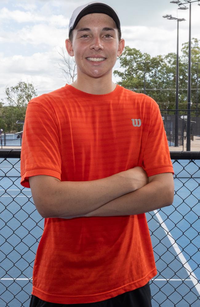 Lincoln Pratt at the qualifying round of the 2025 Tennis NT Darwin Junior International. Picture: Pema Tamang Pakhrin