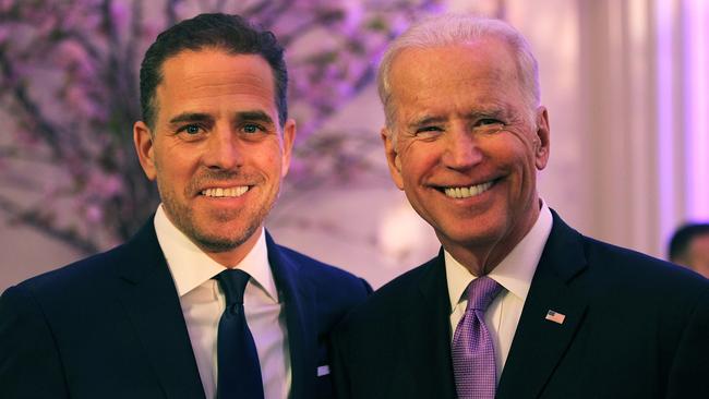 Hunter and Joe Biden in Washington in 2016. Picture: Getty Images