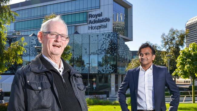 Elective surgery patient Vincent Ahern with his surgeon, Dr Peter Subramaniam at the RAH. Picture: Brenton Edwards