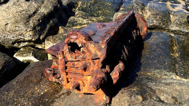 Part of the engine of the SDML wrecked on North Head in 1952. Picture North Head