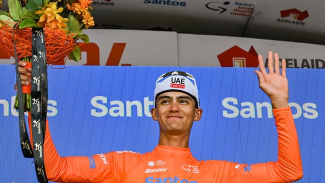 Isaac Del Toro retains the ochre jersey for another day. Picture: AFP