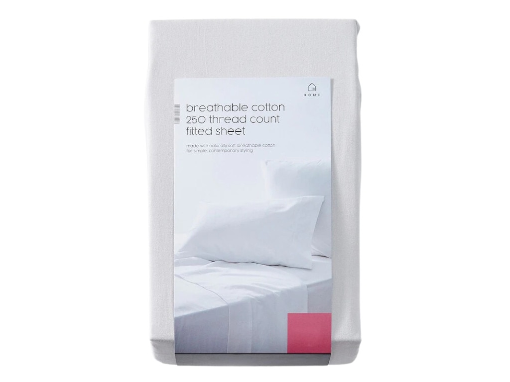 250 Thread Count Cotton Fitted Sheet - Light Grey. Picture: Target.