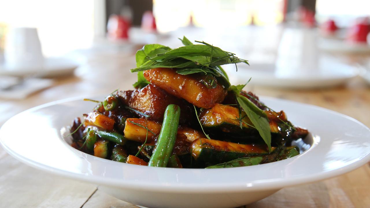 Stir-fried crispy pork with dry curry paste at Samgasat Thai Cuisine in Edge Hill. Picture: Justin Brierty