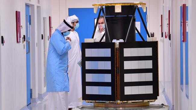 A satellite model at Dubai’s space centre. Picture: AFP