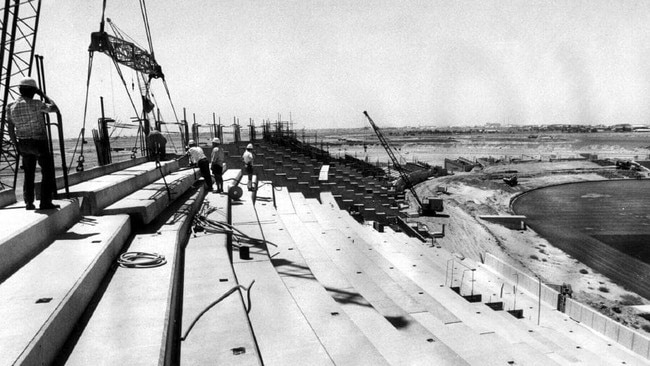 Football Park under construction in January, 1974.