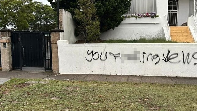 Blurred anti-Semitic graffiti Maroubra. Picture: Supplied