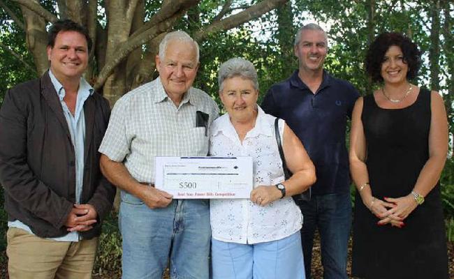 Mayor Simon Richardson, George and Judy Ryan, Patrick Halliday from Juno Solar Energy and Sarah Burke from Nickel Energy. Picture: Contributed