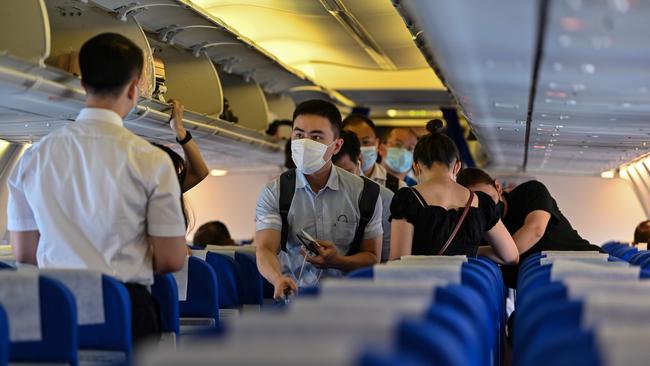 Easing the risks of transmission are seen as key to restoring confidence in air travel. Picture: AFP