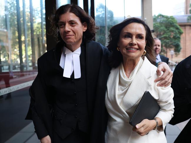 Sue Chrysanthou SC and Lisa Wilkinson outside the Federal Court of Australia. (Photo: Don Arnold/Getty Images)