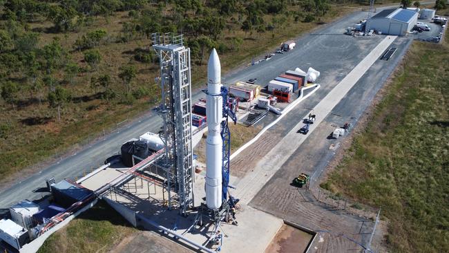 The countdown is on for lift-off at Gilmour Space’s Bowen Spaceport in North Queensland. The launch window is from Thursday morning to Sunday. Picture: Supplied