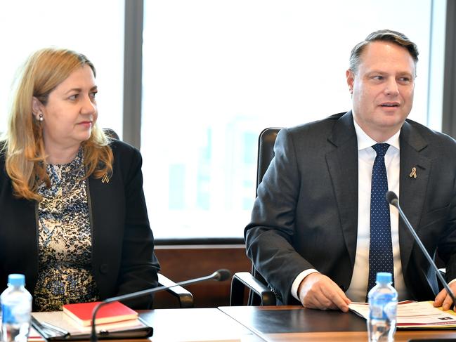 BRISBANE, AUSTRALIA - NewsWire Photos SEPTEMBER 16, 2022:  Premier Annastacia Palaszczuk chairs an urgent Housing Roundtable to address affordable housing challenges ahead of next month's broader Housing Summit pictured i here with Lord Mayor Adrian Schrinner.Picture: NCA NewsWire / John Gass