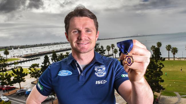 Patrick Dangerfield has a Brownlow Medal, but not a premiership medallion. Picture: Nigel Hallett