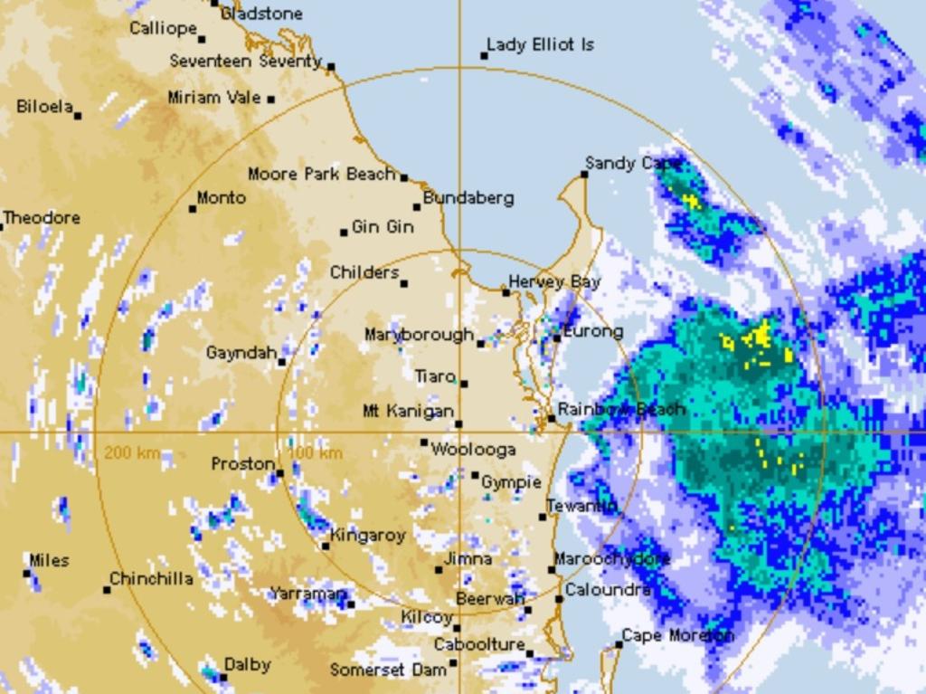 A massive band of rain is hitting the Wide Bay.