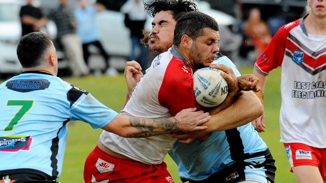 South Grafton's Kieron Johnson-Heron taking a hit-up. Picture: Leigh Jensen