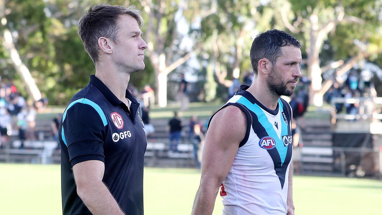 Robbie Gray left the game early with a hamstring issue. Picture: Sarah Reed/AFL Photos